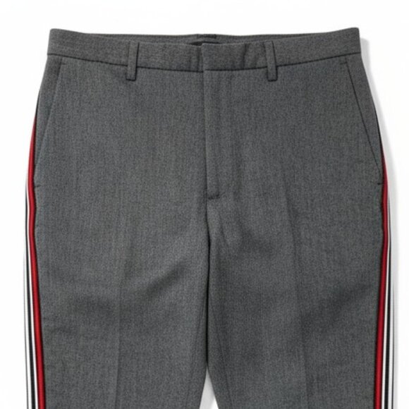 ZARA BASIC Gray straight leg pant w Striped Side Slim Leg Pants Trousers L - Picture 4 of 15